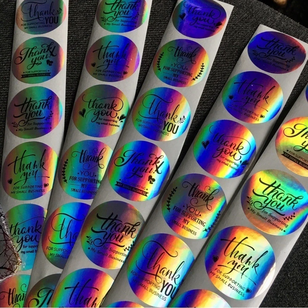 50 Count - Silver Holographic Thank You Stickers, Starter Pack, 1.5 in